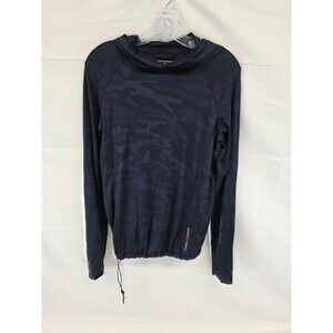 navy blue Reebok CrossFit long-sleeve hooded shirt Camo Medium